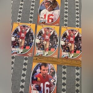 5 JOE MONTANA 1980s Upper Deck Football Heroes Box Bottom Cards 5x7” Blank Back